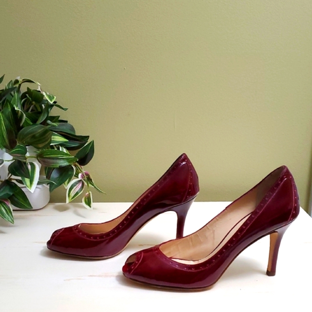 Kate Spade | Red Patent Leather Peep-toe High Heel Pumps Sz 6 1/2